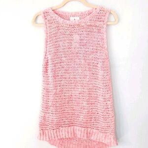 NWT Lou & Grey Pale Pink Crochet Sleeveless Sweater Size XS